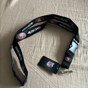 NFL San Francisco 49ers Black Lanyard with Red Logo Accents